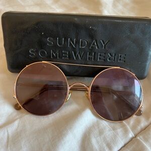 Sunday Somewhere Gold Frame valentine Sunglasses with clip on purple lenses